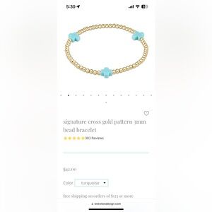 Turquoise Enewton bracelet - signature cross gold pattern 3mm beaded bracelet